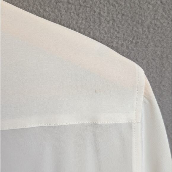 G. Label Litvack Off-White Pleated-collar Button-Down Blouse Shirt, size 0 - Picture 4 of 7